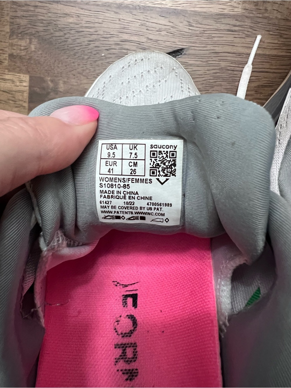 Saucony White Running Shoes with Pink & Green Accents - Picture 2 of 3